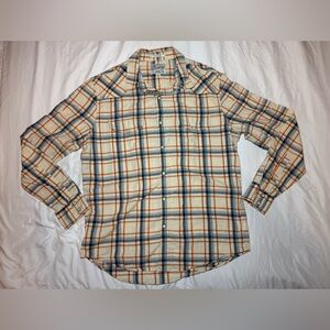 Lucky Brand Cream, Blue & Orange Plaid Button-Up Shirt